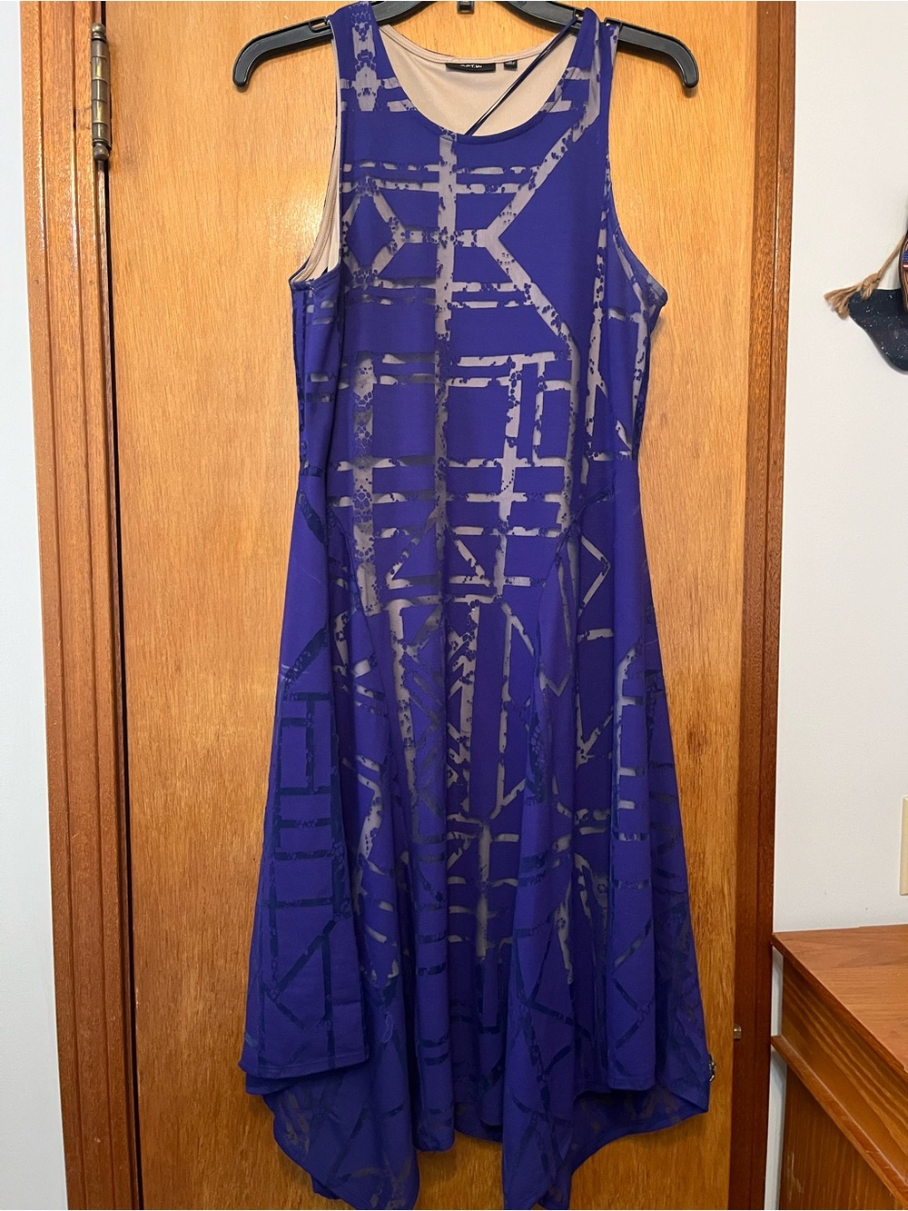 Sleeveless blue Geometric Swing Dress
